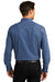 Port Authority S100 Mens Denim Long Sleeve Button Down Shirt w/ Pocket Dark Blue Model Back