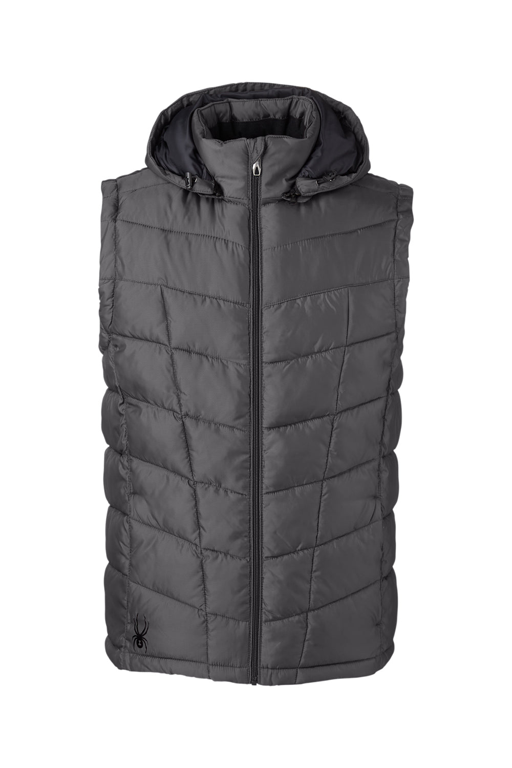 Spyder S16642 Mens Pelmo Full Zip Hooded Puffer Vest Polar Grey Flat Front