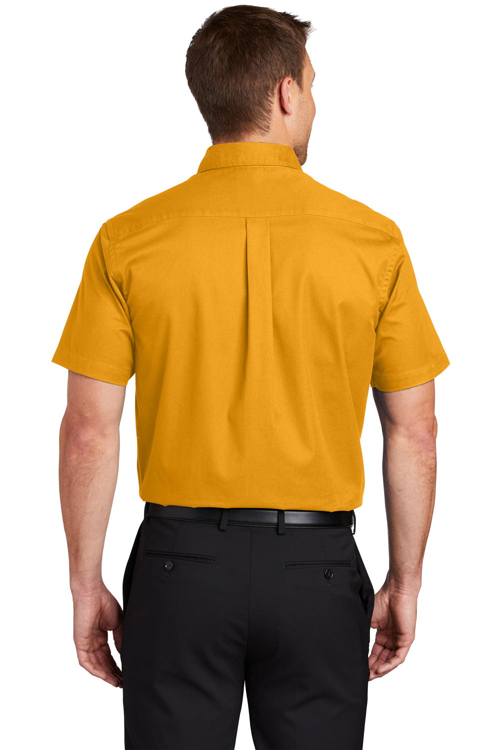 Port Authority S508/TLS508 Mens Easy Care Wrinkle Resistant Short Sleeve Button Down Shirt w/ Pocket Athletic Gold Model Back