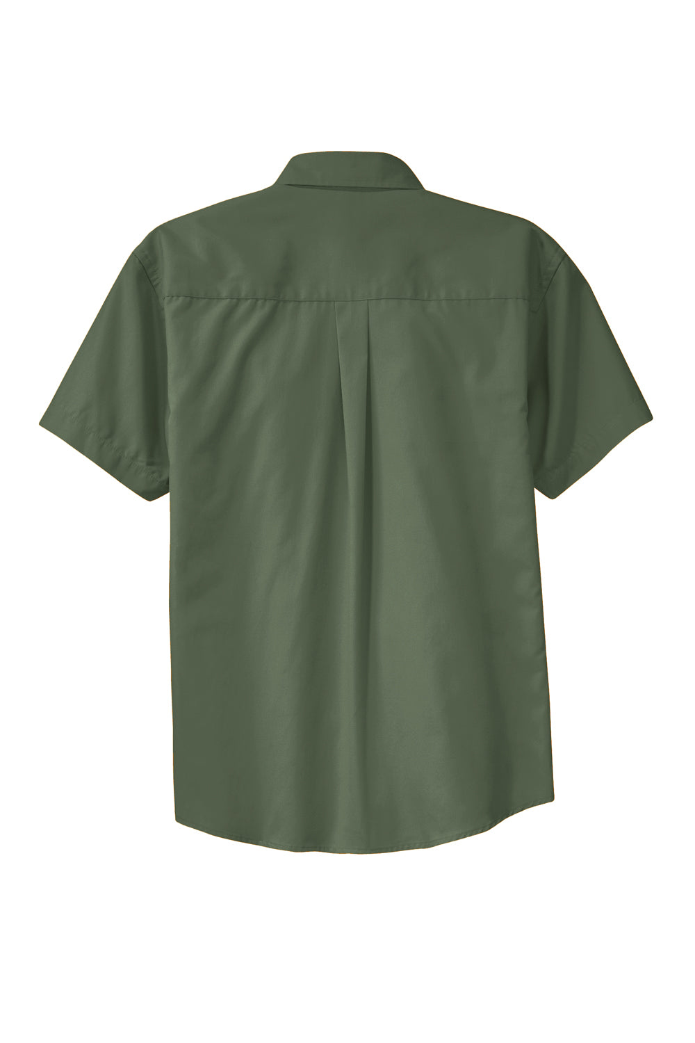 Port Authority S508/TLS508 Mens Easy Care Wrinkle Resistant Short Sleeve Button Down Shirt w/ Pocket Clover Green Flat Back