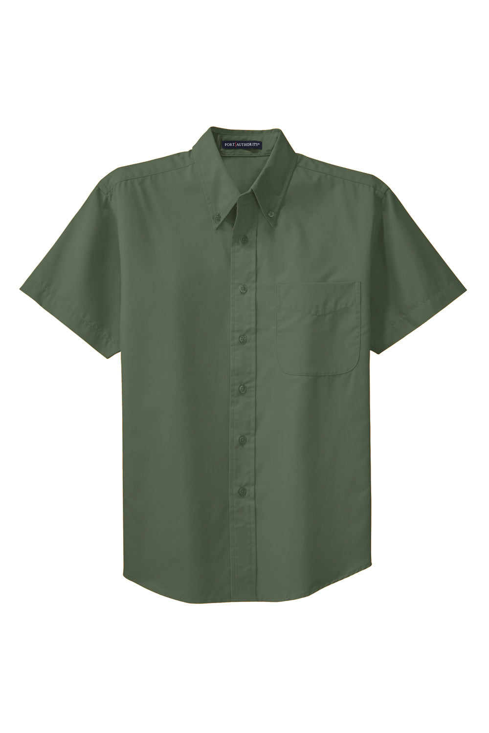 Port Authority S508/TLS508 Mens Easy Care Wrinkle Resistant Short Sleeve Button Down Shirt w/ Pocket Clover Green Flat Front