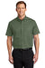 Port Authority S508/TLS508 Mens Easy Care Wrinkle Resistant Short Sleeve Button Down Shirt w/ Pocket Clover Green Model Front