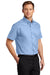 Port Authority S508/TLS508 Mens Easy Care Wrinkle Resistant Short Sleeve Button Down Shirt w/ Pocket Light Blue Model 3q