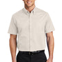 Port Authority Mens Easy Care Wrinkle Resistant Short Sleeve Button Down Shirt w/ Pocket - Light Stone - Closeout