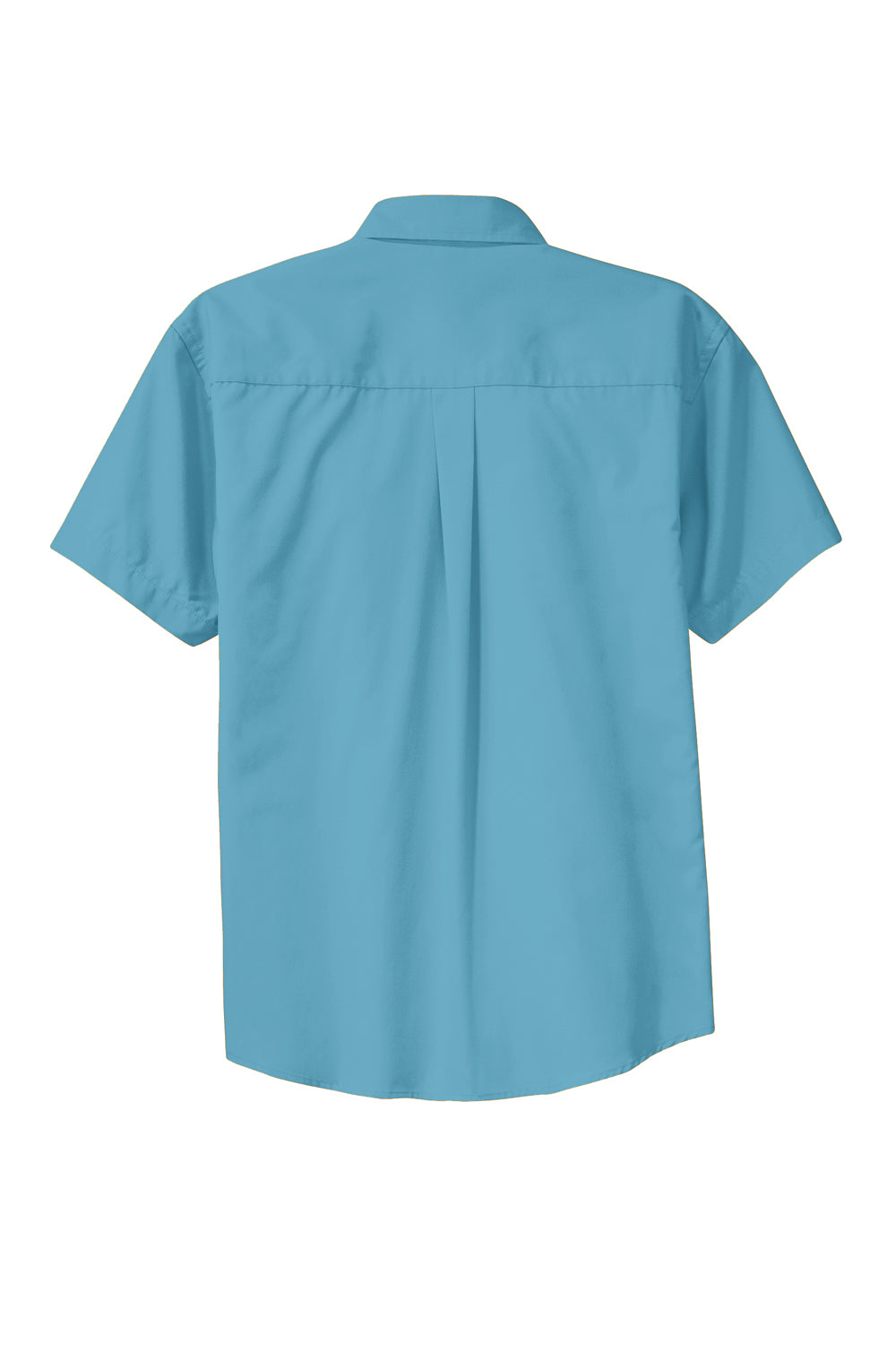 Port Authority S508/TLS508 Mens Easy Care Wrinkle Resistant Short Sleeve Button Down Shirt w/ Pocket Maui Blue Flat Back