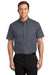 Port Authority S508/TLS508 Mens Easy Care Wrinkle Resistant Short Sleeve Button Down Shirt w/ Pocket Steel Grey Model Front