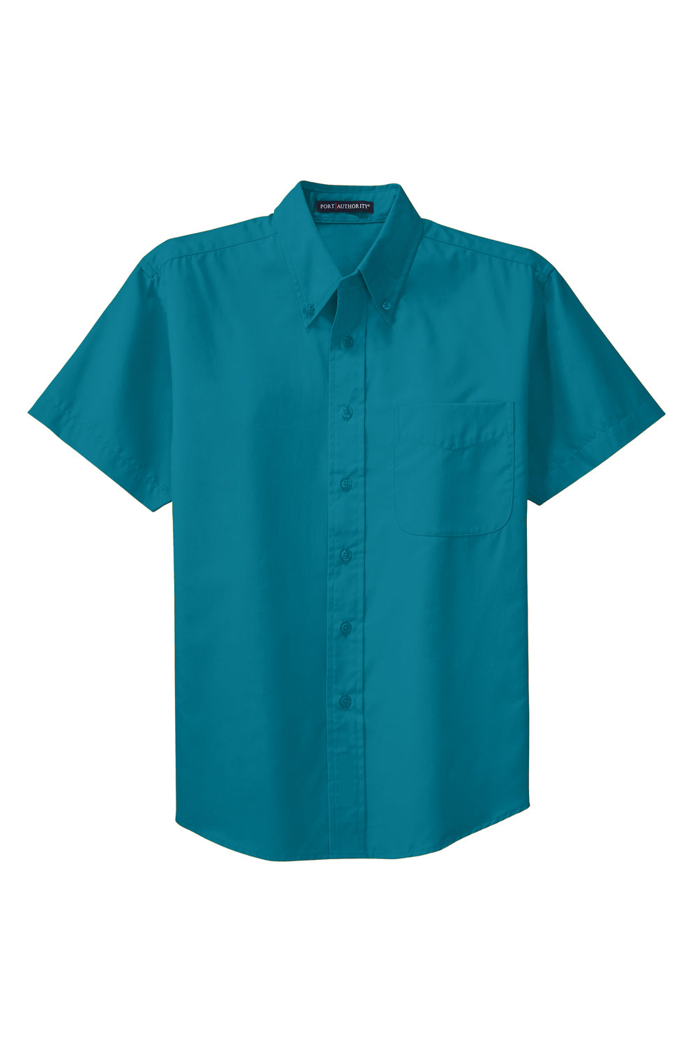 Port Authority S508/TLS508 Mens Easy Care Wrinkle Resistant Short Sleeve Button Down Shirt w/ Pocket Teal Green Flat Front