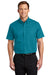 Port Authority S508/TLS508 Mens Easy Care Wrinkle Resistant Short Sleeve Button Down Shirt w/ Pocket Teal Green Model Front