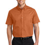 Port Authority Mens Easy Care Wrinkle Resistant Short Sleeve Button Down Shirt w/ Pocket - Texas Orange - Closeout