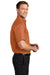 Port Authority S508/TLS508 Mens Easy Care Wrinkle Resistant Short Sleeve Button Down Shirt w/ Pocket Texas Orange Model Side