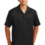 Port Authority Mens Easy Care Stain Resistant Short Sleeve Button Down Camp Shirt w/ Pocket - Black