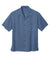 Port Authority S535 Mens Easy Care Stain Resistant Short Sleeve Button Down Camp Shirt w/ Pocket Blue Flat Front