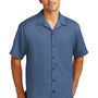 Port Authority Mens Easy Care Stain Resistant Short Sleeve Button Down Camp Shirt w/ Pocket - Blue