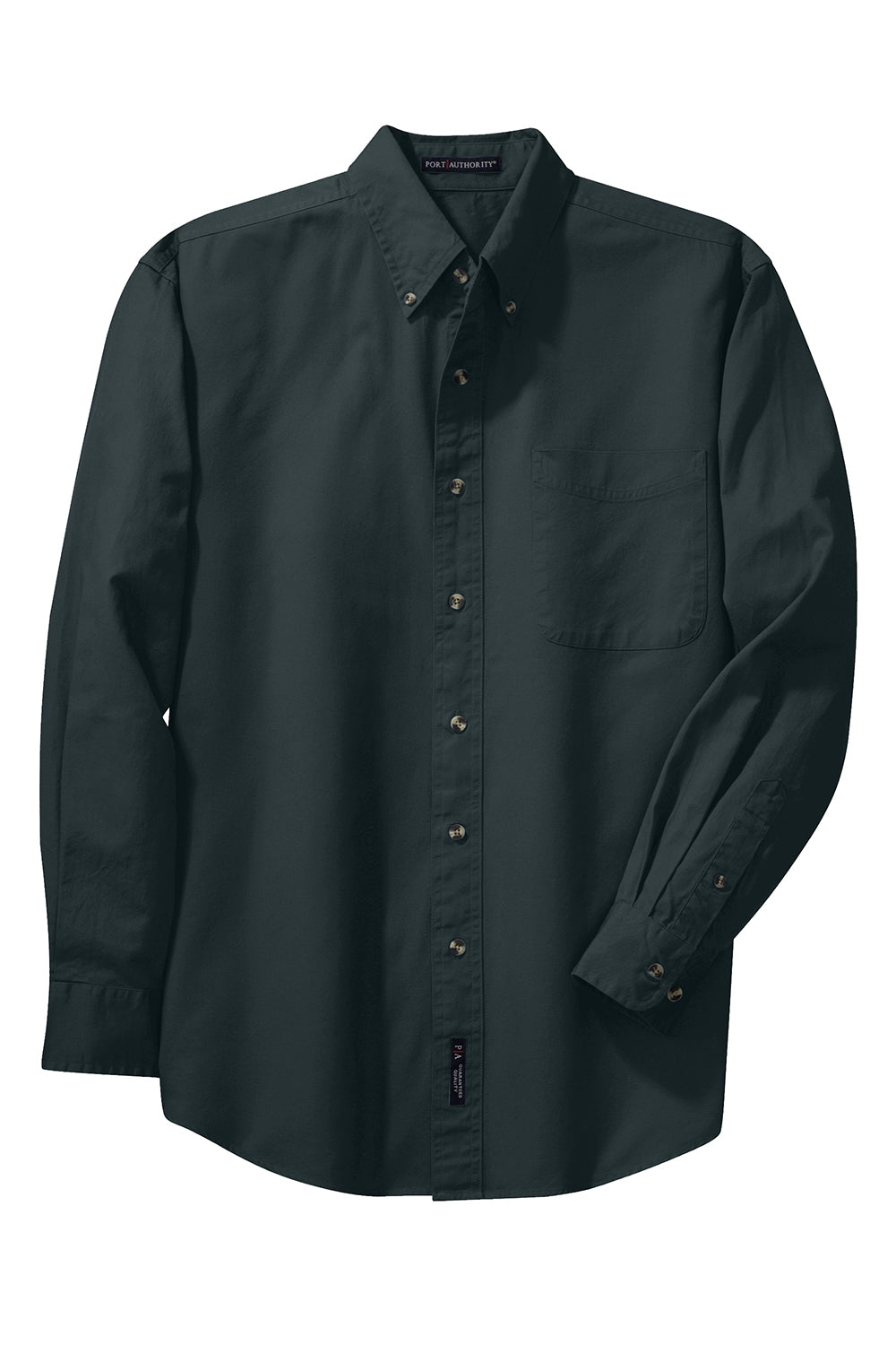 Port Authority S600T/TLS600T Mens Long Sleeve Button Down Shirt w/ Pocket Classic Navy Blue Flat Front