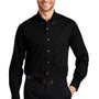 Port Authority Mens Long Sleeve Button Down Shirt w/ Pocket - Black