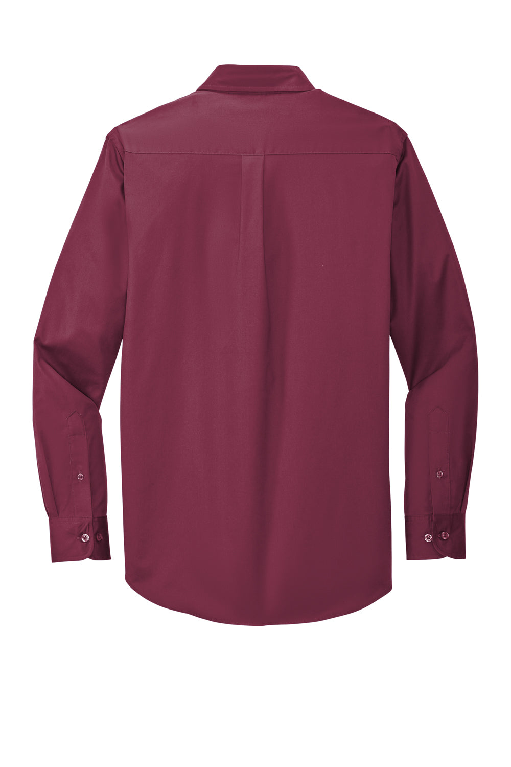 Port Authority S608/TLS608/S608ES Mens Easy Care Wrinkle Resistant Long Sleeve Button Down Shirt w/ Pocket Burgundy Flat Back