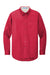 Port Authority S608/TLS608/S608ES Mens Easy Care Wrinkle Resistant Long Sleeve Button Down Shirt w/ Pocket Red Flat Front