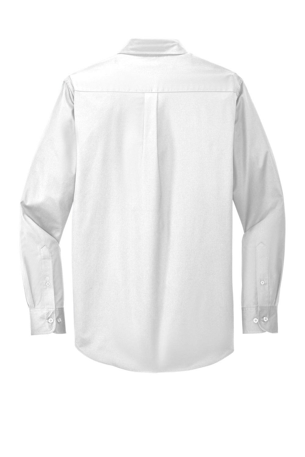 Port Authority S608/TLS608/S608ES Mens Easy Care Wrinkle Resistant Long Sleeve Button Down Shirt w/ Pocket White Flat Back