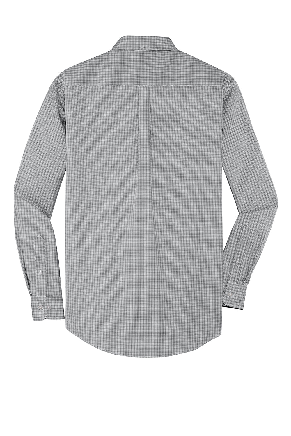 Port Authority S639 Mens Easy Care Wrinkle Resistant Long Sleeve Button Down Shirt w/ Pocket Charcoal Grey Flat Back