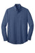 Port Authority S640/TLS640 Mens Easy Care Wrinkle Resistant Long Sleeve Button Down Shirt w/ Pocket Deep Blue Flat Front