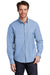 Port Authority S651 Mens SuperPro Wrinkle Resistant Long Sleeve Button Down Shirt w/ Pocket Oxford Blue Model Front