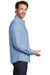 Port Authority S651 Mens SuperPro Wrinkle Resistant Long Sleeve Button Down Shirt w/ Pocket Oxford Blue Model Side