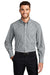 Port Authority S654 Mens Easy Care Wrinkle Resistant Long Sleeve Button Down Shirt w/ Pocket Black/Charcoal Grey Model Front