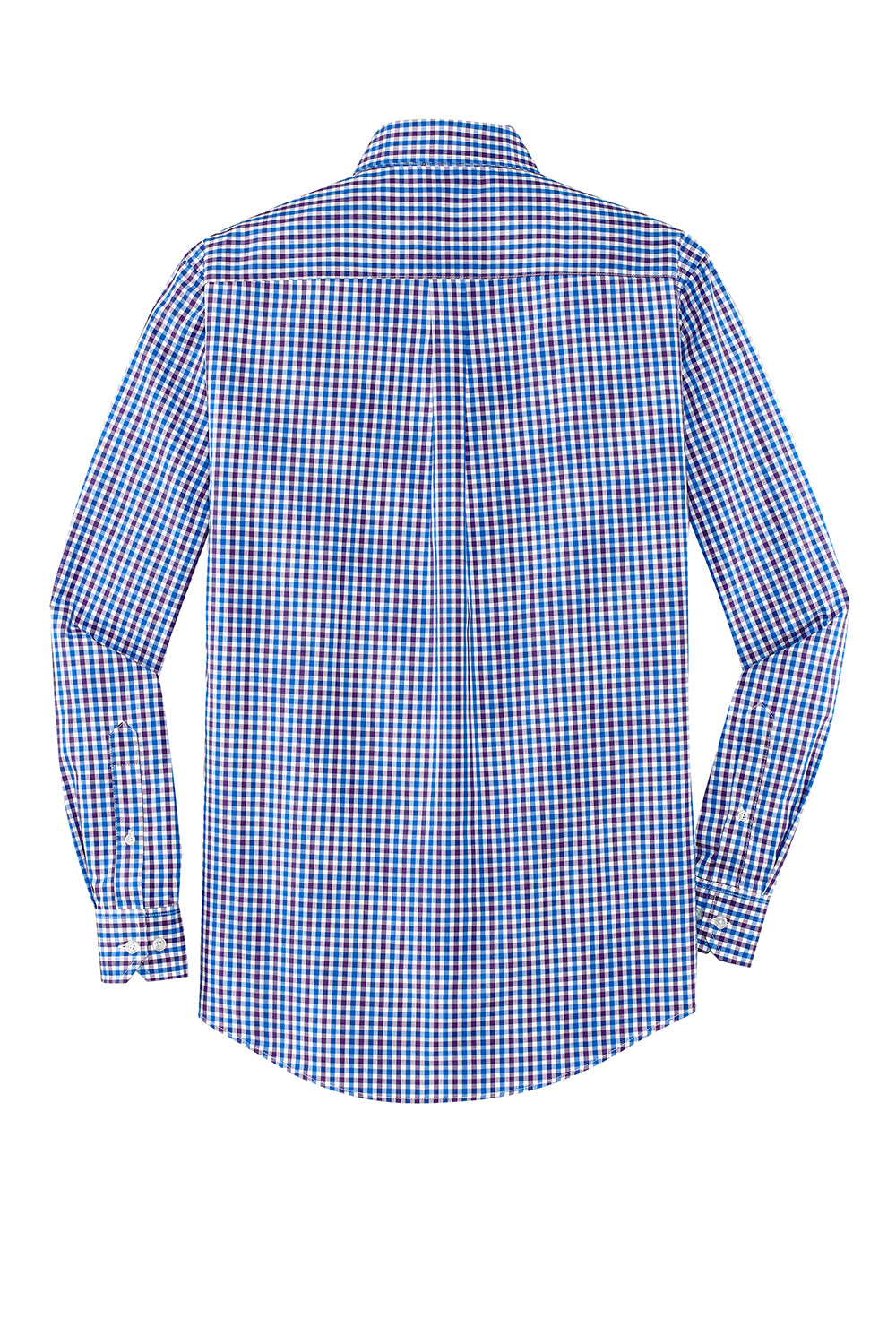 Port Authority S654 Mens Easy Care Wrinkle Resistant Long Sleeve Button Down Shirt w/ Pocket Blue/Purple Flat Back