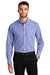 Port Authority S654 Mens Easy Care Wrinkle Resistant Long Sleeve Button Down Shirt w/ Pocket Blue/Purple Model Front