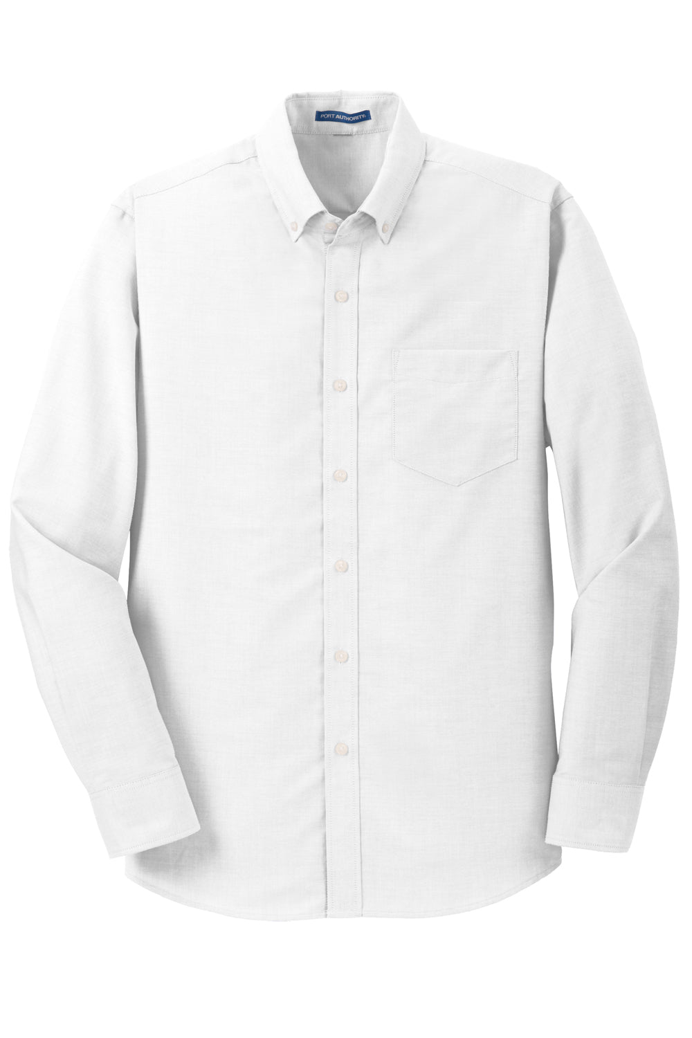 Port Authority S658/TS658 Mens SuperPro Oxford Wrinkle Resistant Long Sleeve Button Down Shirt w/ Pocket White Flat Front