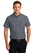 Port Authority S659 Mens SuperPro Oxford Wrinkle Resistant Short Sleeve Button Down Shirt w/ Pocket Black Model Front