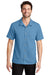 Port Authority S662 Mens Wrinkle Resistant Short Sleeve Button Down Camp Shirt w/ Pocket Celadon Blue Model Front