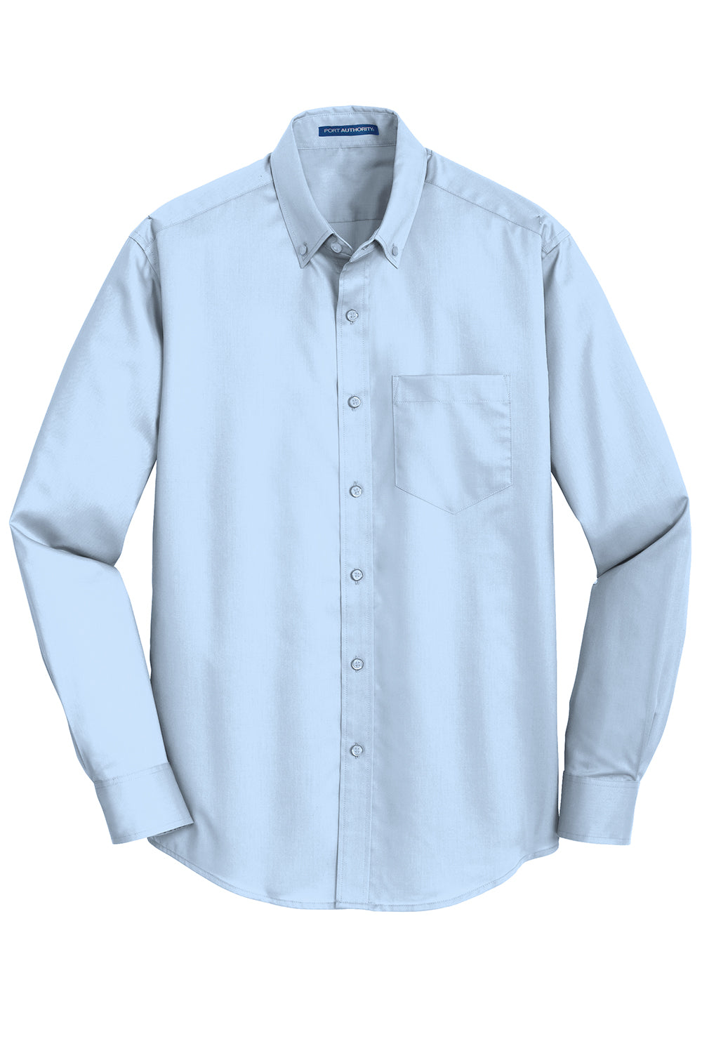 Port Authority S663/TS663 Mens SuperPro Wrinkle Resistant Long Sleeve Button Down Shirt w/ Pocket Cloud Blue Flat Front