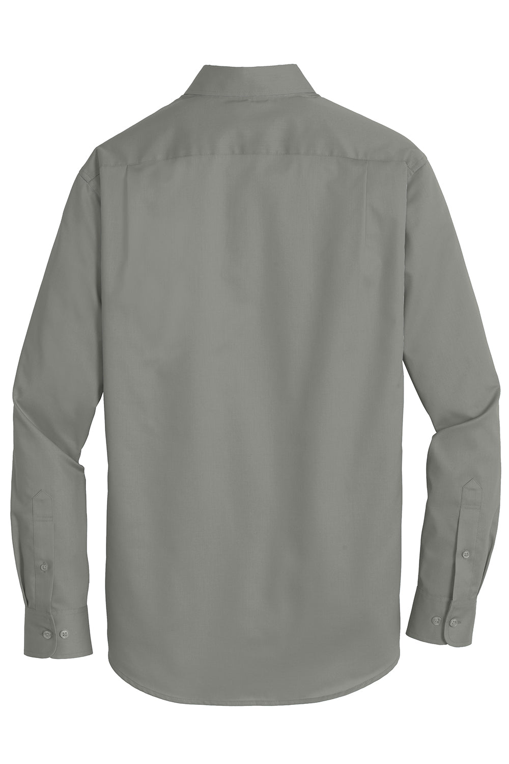 Port Authority S663/TS663 Mens SuperPro Wrinkle Resistant Long Sleeve Button Down Shirt w/ Pocket Monument Grey Flat Back