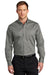 Port Authority S663/TS663 Mens SuperPro Wrinkle Resistant Long Sleeve Button Down Shirt w/ Pocket Monument Grey Model Front