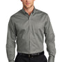 Port Authority Mens SuperPro Wrinkle Resistant Long Sleeve Button Down Shirt w/ Pocket - Monument Grey