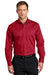 Port Authority S663/TS663 Mens SuperPro Wrinkle Resistant Long Sleeve Button Down Shirt w/ Pocket Rich Red Model Front