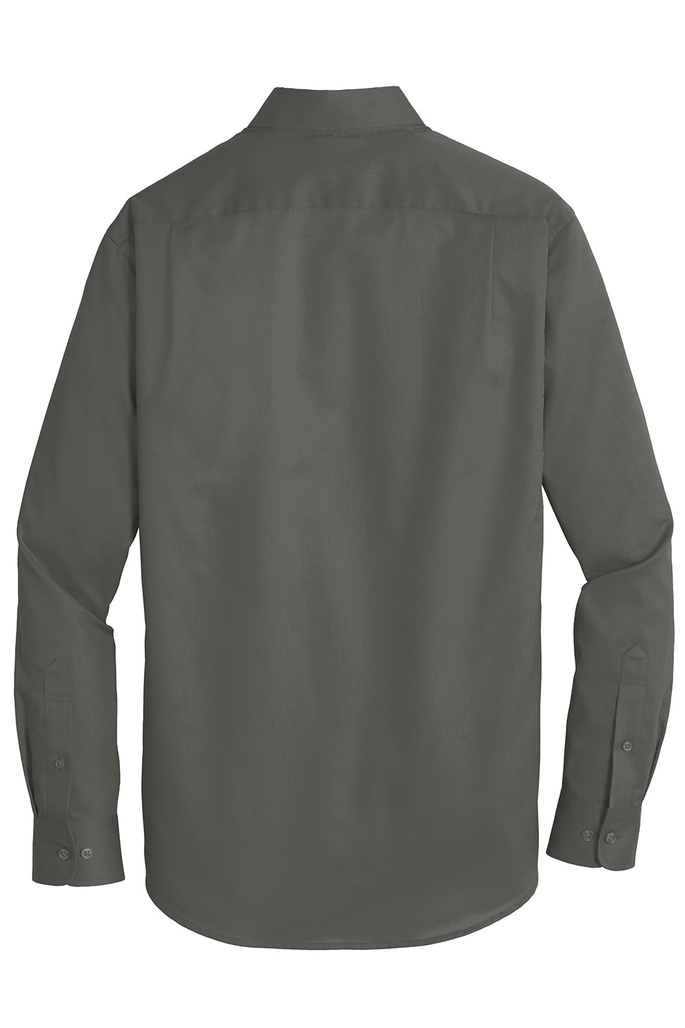 Port Authority S663/TS663 Mens SuperPro Wrinkle Resistant Long Sleeve Button Down Shirt w/ Pocket Sterling Grey Flat Back