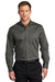 Port Authority S663/TS663 Mens SuperPro Wrinkle Resistant Long Sleeve Button Down Shirt w/ Pocket Sterling Grey Model Front