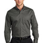 Port Authority Mens SuperPro Wrinkle Resistant Long Sleeve Button Down Shirt w/ Pocket - Sterling Grey