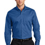 Port Authority Mens SuperPro Wrinkle Resistant Long Sleeve Button Down Shirt w/ Pocket - True Blue