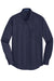 Port Authority S663/TS663 Mens SuperPro Wrinkle Resistant Long Sleeve Button Down Shirt w/ Pocket True Navy Blue Flat Front