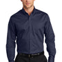 Port Authority Mens SuperPro Wrinkle Resistant Long Sleeve Button Down Shirt w/ Pocket - True Navy Blue