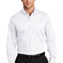 Port Authority Mens SuperPro Wrinkle Resistant Long Sleeve Button Down Shirt w/ Pocket - White