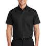 Port Authority Mens SuperPro Wrinkle Resistant Short Sleeve Button Down Shirt w/ Pocket - Black