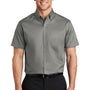 Port Authority Mens SuperPro Wrinkle Resistant Short Sleeve Button Down Shirt w/ Pocket - Monument Grey