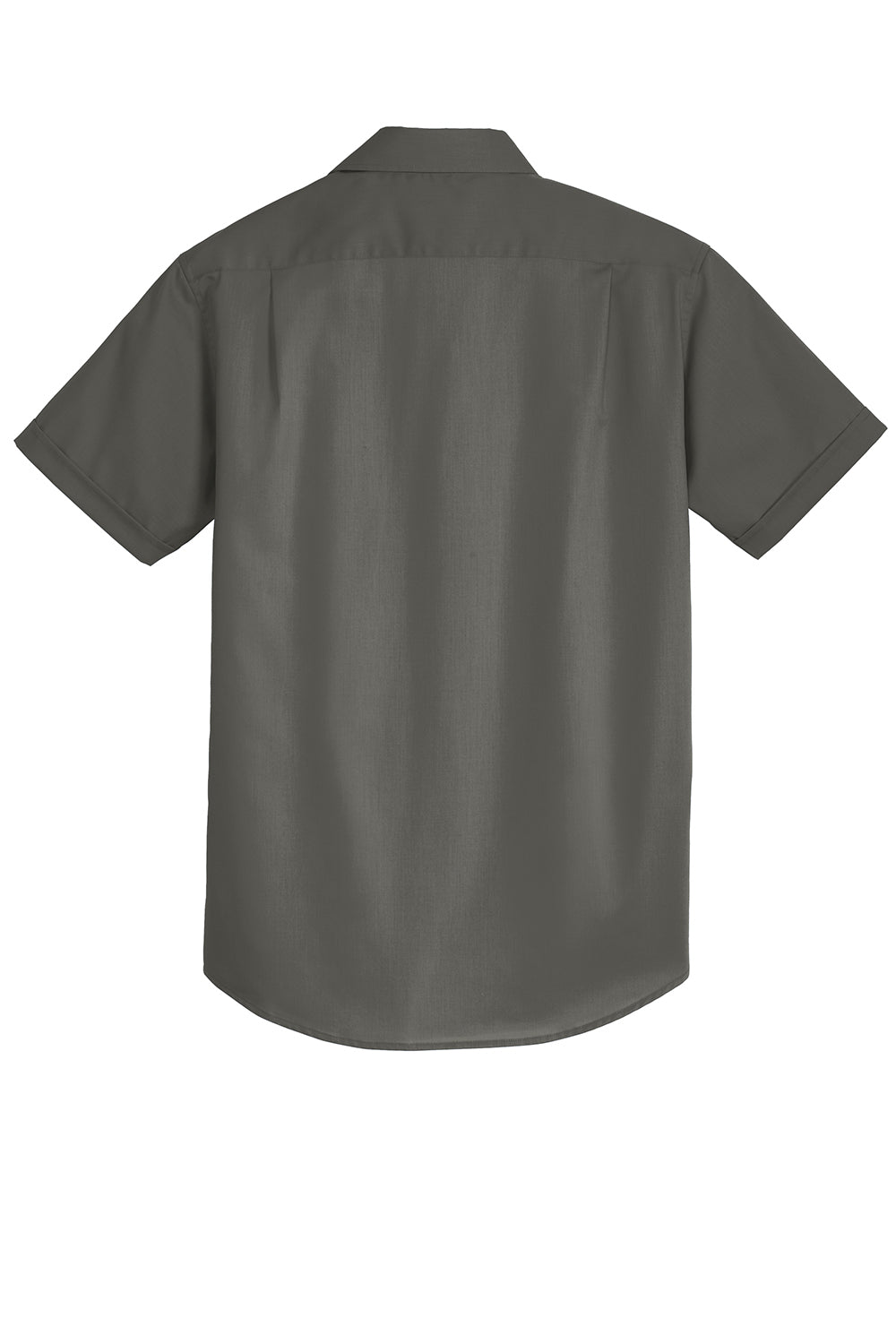 Port Authority S664 Mens SuperPro Wrinkle Resistant Short Sleeve Button Down Shirt w/ Pocket Sterling Grey Flat Back