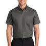 Port Authority Mens SuperPro Wrinkle Resistant Short Sleeve Button Down Shirt w/ Pocket - Sterling Grey