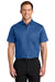 Port Authority S664 Mens SuperPro Wrinkle Resistant Short Sleeve Button Down Shirt w/ Pocket True Blue Model Front