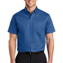 Port Authority Mens SuperPro Wrinkle Resistant Short Sleeve Button Down Shirt w/ Pocket - True Blue